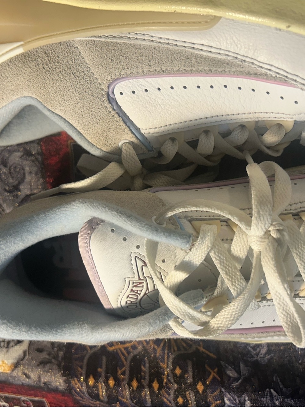 Men's Athletic Sneakers in White with Light Pink Trim